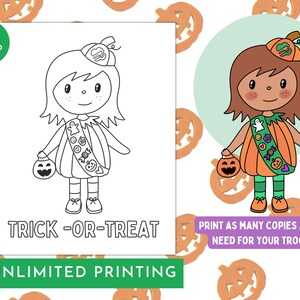 Girl Scout Halloween Coloring Activity, Ghoul Scout, Girl Scout ...