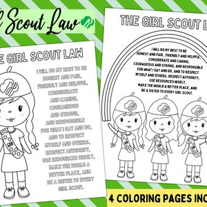 Girl Scout Promise Coloring Page Printable Worksheet Activity, Girl ...
