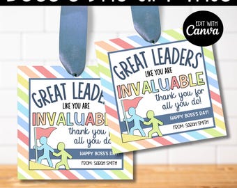 Boss's Day Leader Appreciation Gift Tag, Best Bosses Day Tag, Leadership Gift Basket, Boss Gifts Her Him, Boss Appreciation Thank You Gift