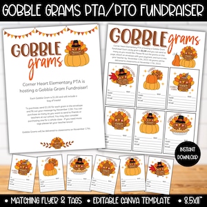 PTA PTO Gobble Gram Thanksgiving Fundraiser Flyer Template, School Fundraiser, Turkey Gobble Grams, PTSA ptso November Candy Gram