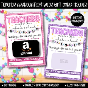 Teacher Staff Appreciation Week Gift Card Holder, Taylor Inspired Teachers Make the Whole School Shimmer Printable Gifts, Gift From Student