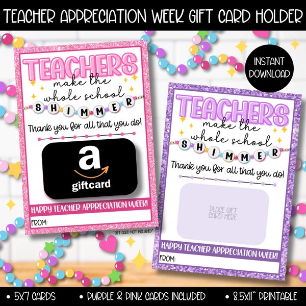 Teacher Staff Appreciation Week Gift Card Holder, Taylor Inspired Teachers Make the Whole School Shimmer Printable Gifts, Gift From Student