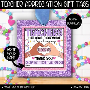 Teacher Appreciation Gift Tags, Pop Star Shimmer Teachers Staff Tag Printable, Last Day of School Treat Bag, End of Year Thank You Gifts