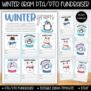 Puede incluir: Tarjetas de gramática de clase de invierno imprimibles con un pingüino, un muñeco de nieve y un oso polar. Las tarjetas están diseñadas para una recaudación de fondos escolar e incluyen espacio para el nombre del destinatario, el grado, el maestro, el remitente y un mensaje. El texto en las tarjetas dice "Winter Wishes", "Happy Winter!" y "Warm & Cozy".