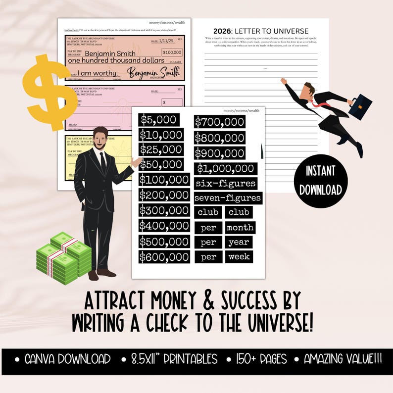 2026 Vision Board for Men Printable, Manifest New Year Goal Setting Vision Board Supplies Planner Template, Affirmations Board Clipart Image image 11