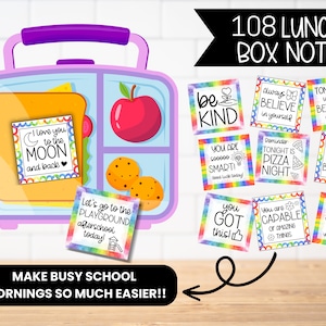 First Day of School Lunchbox Notes for Girls Boys Kindergarten First Grade  | Back to School Positive Affirmation Lunch Box Notes for Kids