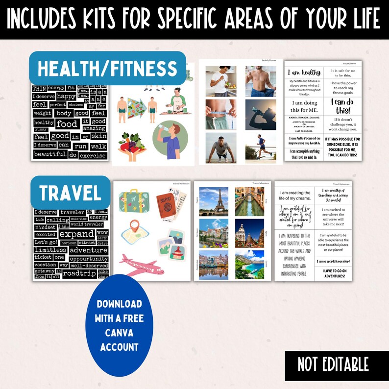 2026 Vision Board for Men Printable, Manifest New Year Goal Setting Vision Board Supplies Planner Template, Affirmations Board Clipart Image image 6