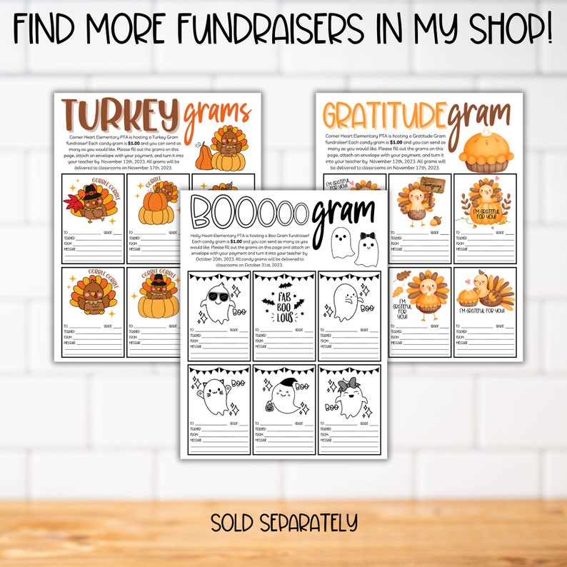 PTA PTO Gobble Gram Thanksgiving Fundraiser Flyer Template for School ...