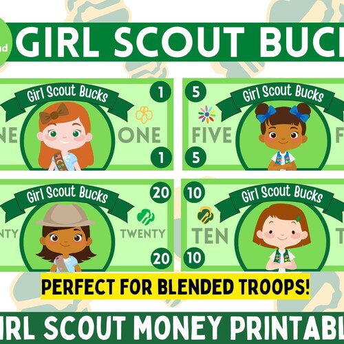 Girl Scout Money Printable Blended Girl Scout Troop Girl - Etsy