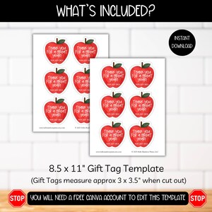 End of Year Teacher Staff Appreciation Apple Gift Tag, Last Day School ...