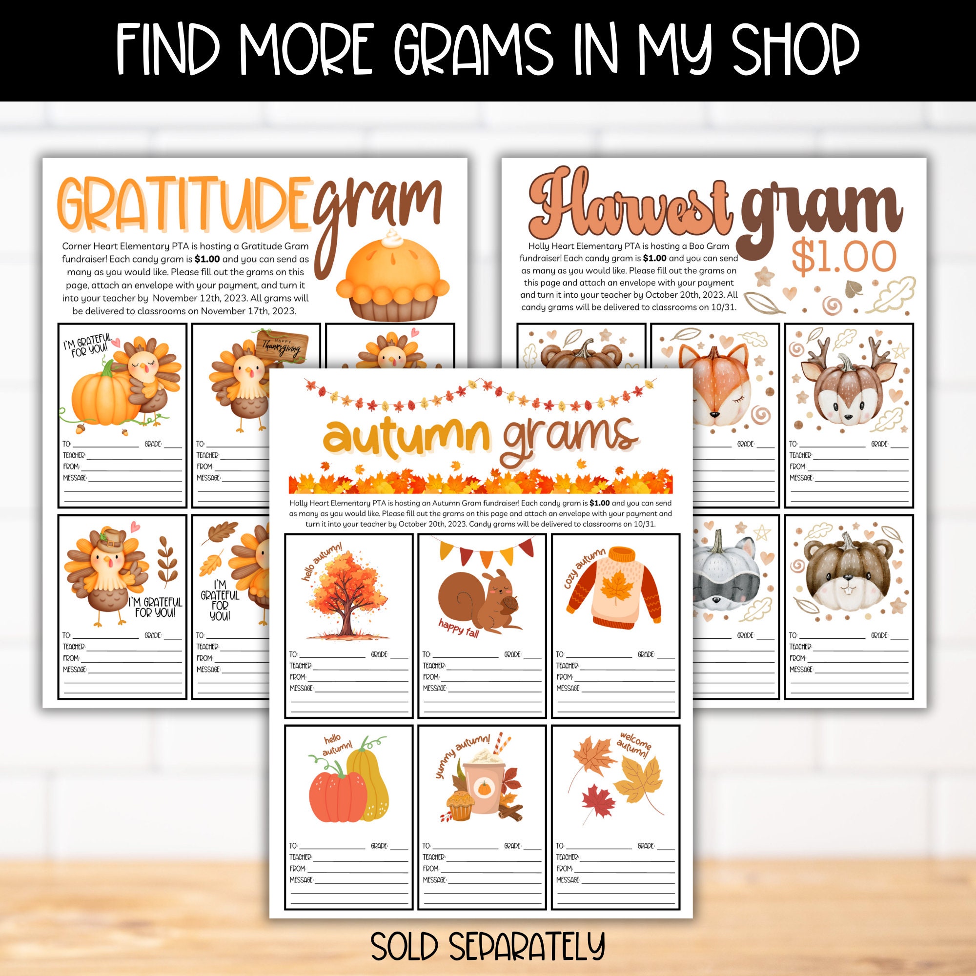PTA PTO Turkey Grams Fundraiser Flyer Template, Autumn School ...