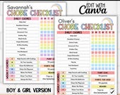 Editable Weekly Kids Chore Chart Printable, Kid To Do List, Daily Routine Schedule Checklist, Morning Chores Reward Charts Task Tracker