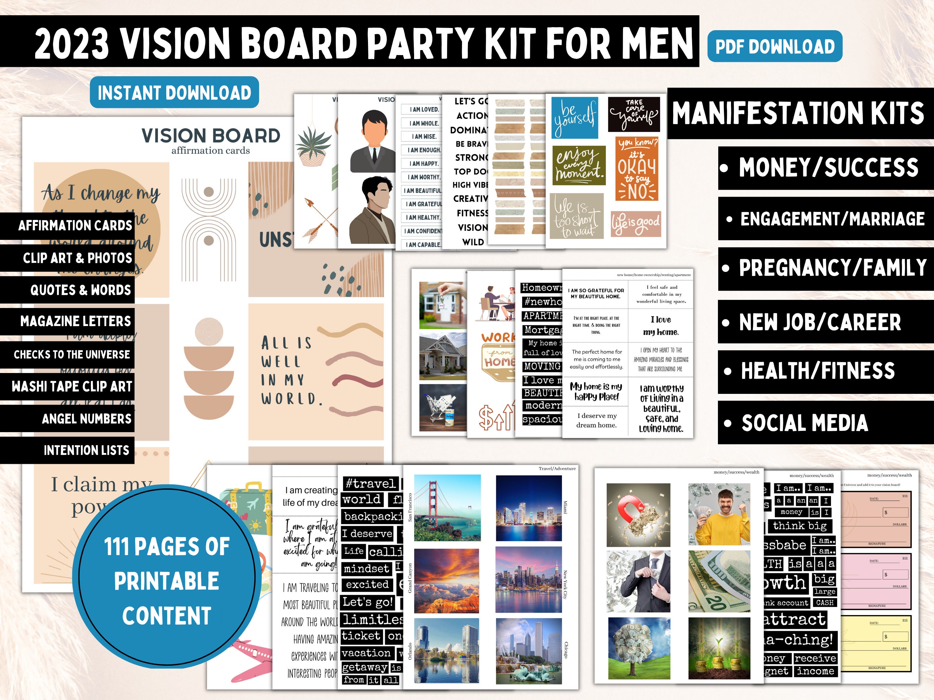 Vision Board Clip Art Book For Black Men: Create