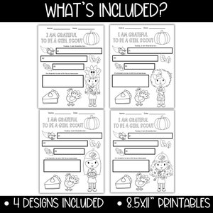 Girl Scout Thanksgiving Gratitude Activity Coloring Worksheet, Fall ...