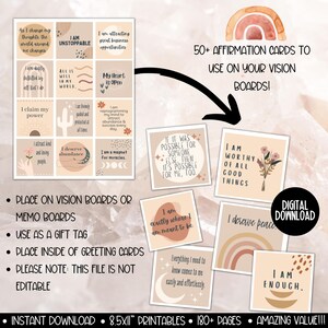 Kit per feste con bacheca visionaria 2026, stampabile per donne, modello per pianificatore di bacheca degli obiettivi di Capodanno, immagini clipart per bacheca delle affermazioni dell'umore immagine 8