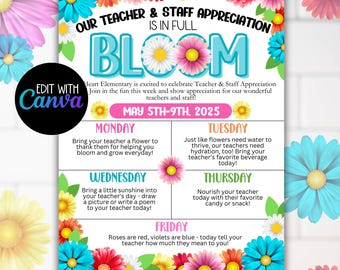Teacher Staff Appreciation Week Floral Theme Flyer, Teachers ...