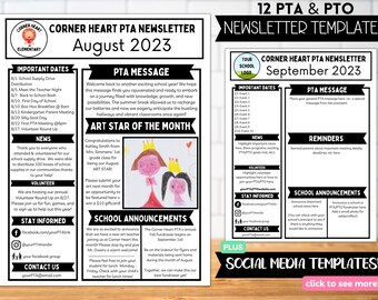 PTA PTO Editable Newsletter Planning Template | Social Media Templates | pta pto President Printable Back to School Flyer | PTA Fundraiser