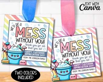 Custodians Appreciation Day Gift Tags, PTA PTO Gifts, World's Best School Custodian Janitor Thank You, Janitors Staff Appreciation Gifts