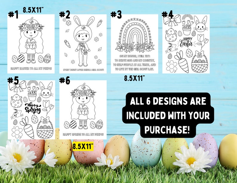 Girl Scout Easter Spring Coloring Page Sheet Printable Etsy