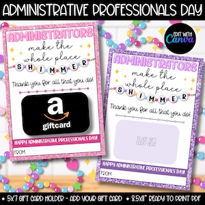 Administrative Professionals Staff Appreciation Week Gift Card Holder, Pop Star Theme Assistant Printable Gifts, Office Gifts for Coworker