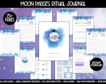 Monthly New Moon & Full Moon Journal Planner, Crystal Moon Manifestation Workbook, Manifest Love Success Exercise, Vision Board Manifesting