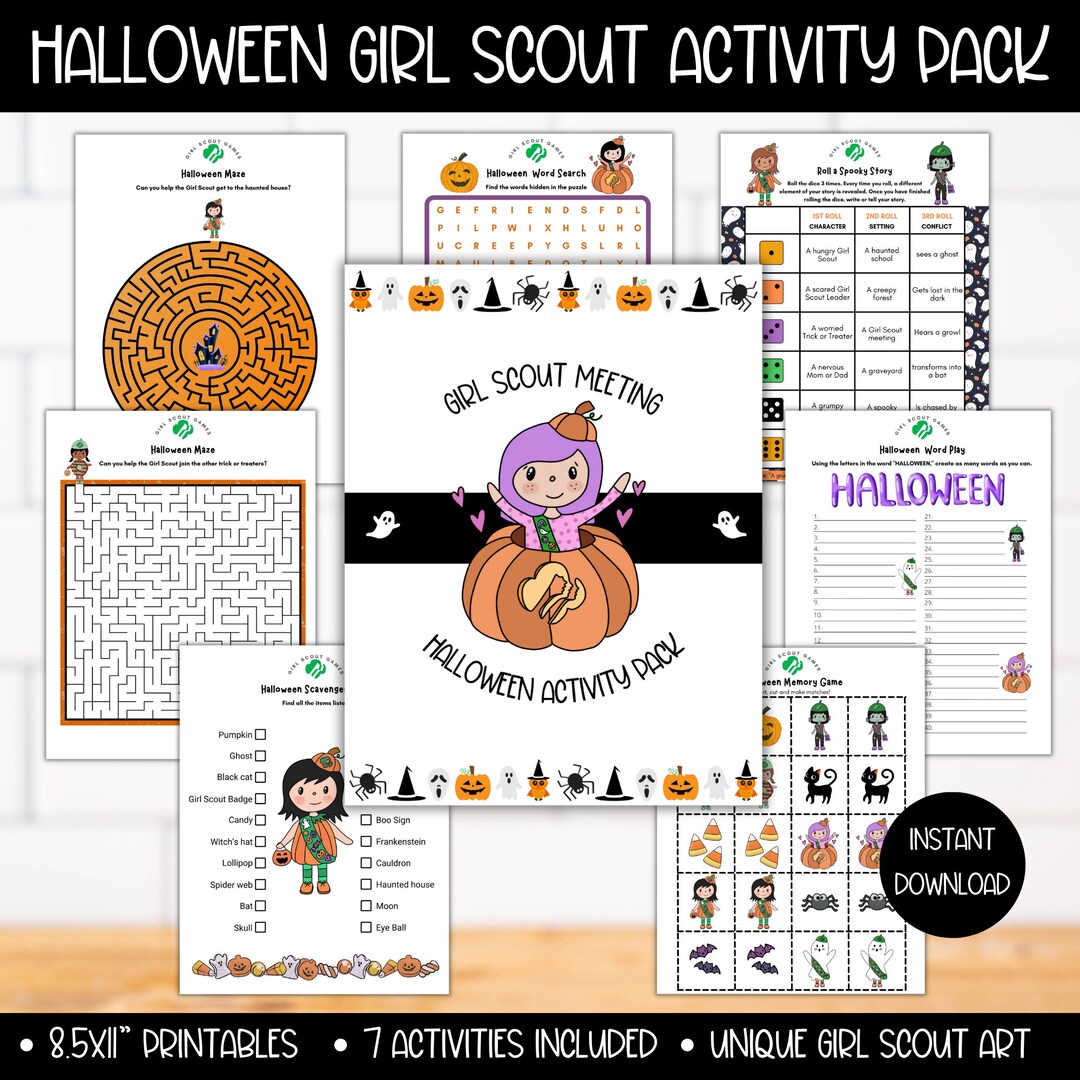 Girl Scout Halloween Activity Game Printable, Girl Scout Troop Meeting ...