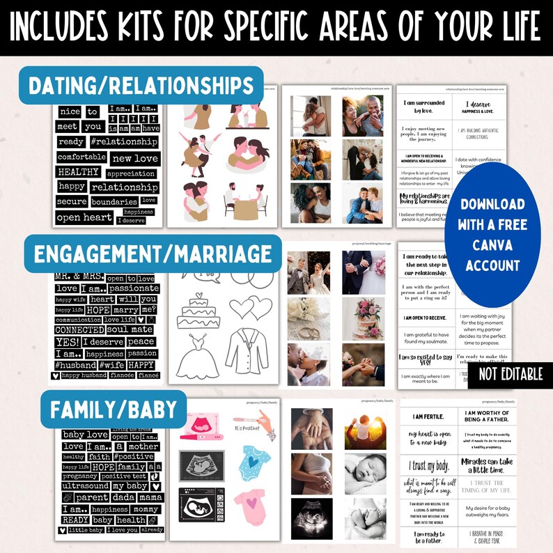 2026 Vision Board for Men Printable, Manifest New Year Goal Setting Vision Board Supplies Planner Template, Affirmations Board Clipart Image image 3