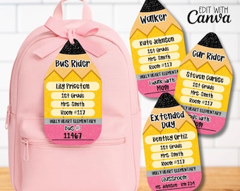Back to School Dismissal Backpack Tag, Editable How We Go Home Classroom Transportation Tags, Class Dismissal Student Organization Sign Tag