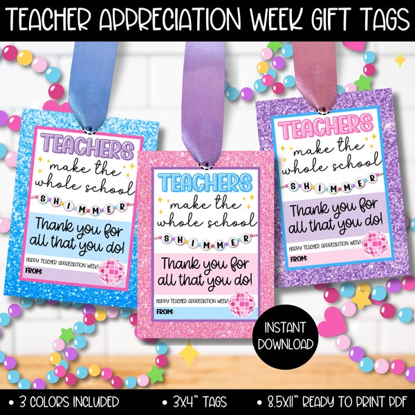 Teacher Staff Appreciation Week Gift Tags, Taylor Inspired Theme Printable Tag, Instant Printable Teachers Gifts, Student Gift to Teacher