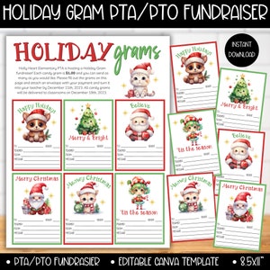 PTA PTO Kerstvakantie Gram Fundraiser Flyer Template, Winter School Ideeën Voor Inzameling, Kerst PTO Afdrukbare Flyer Candy Cane Gram