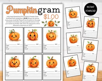 PTA PTO Boo Gram Fall Fundraiser Flyer Template, School Fundraisers, Boo Grams, Halloween Boo Bag School Flyer, Pumpkin Gram Lollipop Gram