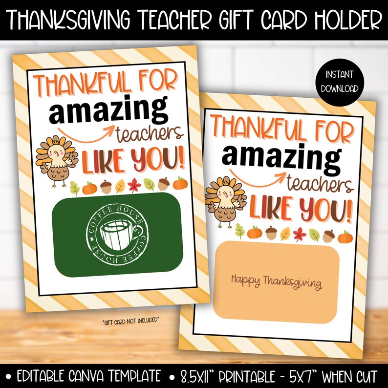 Thanksgiving Amazing Teacher Personalized Gift Card Holder, Fall