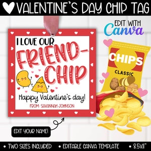 Valentinstag Freund Chip Leckerli Goody Beutel Tag Karte Etikett, Rot Jungen Mädchen Nicht-Süßigkeiten Valentinstag Kinder Klasse Geschenk, Kartoffelchip Valentinstag