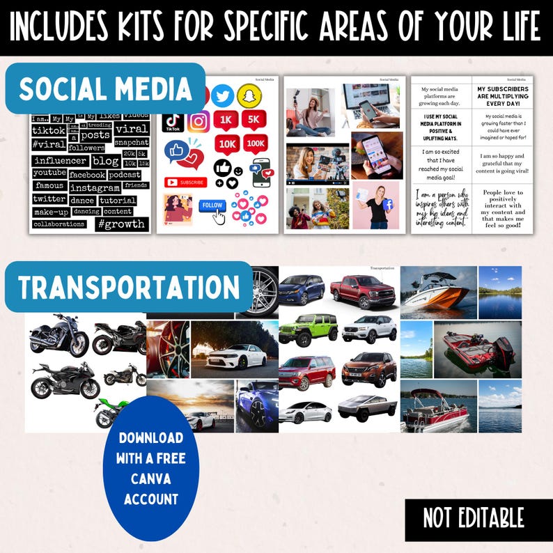 2026 Vision Board for Men Printable, Manifest New Year Goal Setting Vision Board Supplies Planner Template, Affirmations Board Clipart Image image 5