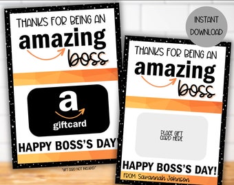 Boss's Day Amazon Gift Card Holder, Bosses Day Tag, Boss Day Gift Basket, Boss Gifts for Her Him, Thanks for being an Amazing Boss Printable