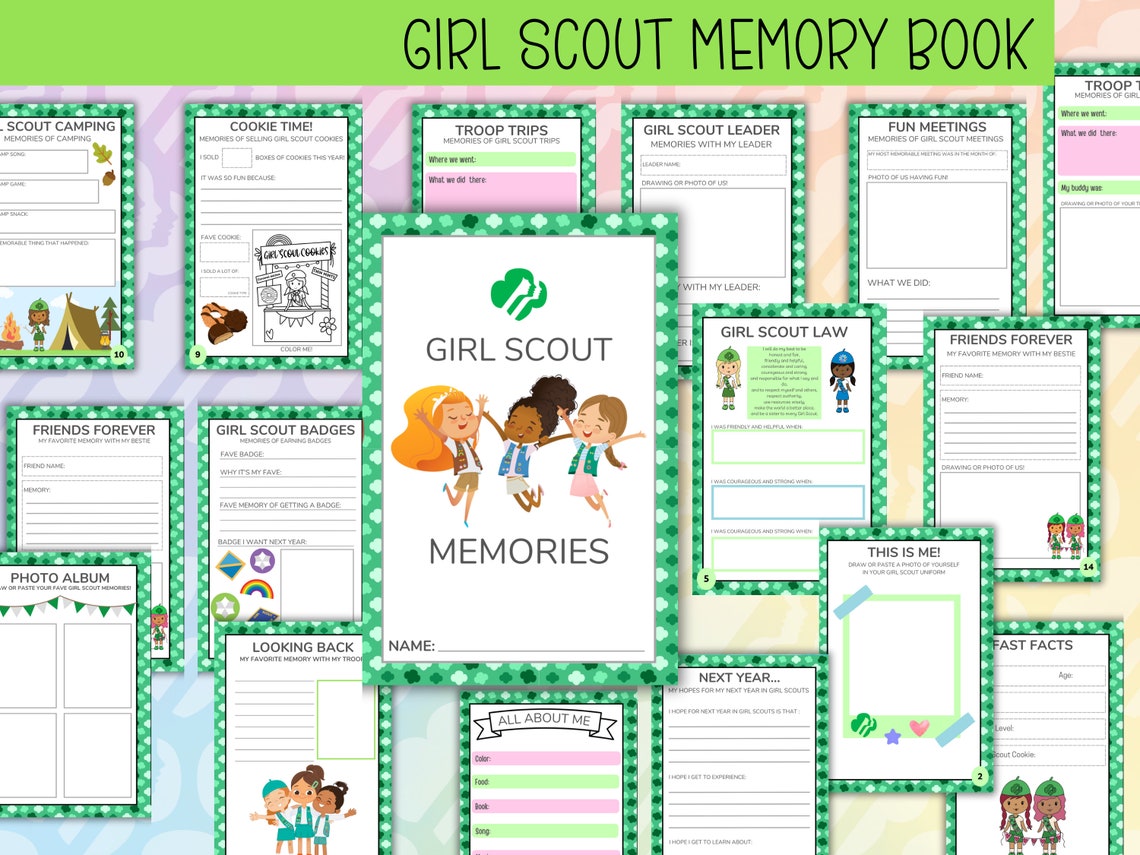 Girl Scout Memory Book Printable Girl Scout Bridging Girl Etsy