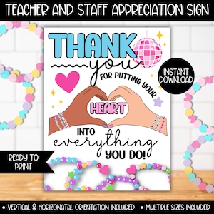Leraar personeel waardering week popster themabord, bord koffie lunchbar bord poster, hart handen ontbijt decor, in mijn leraar tijdperk thema