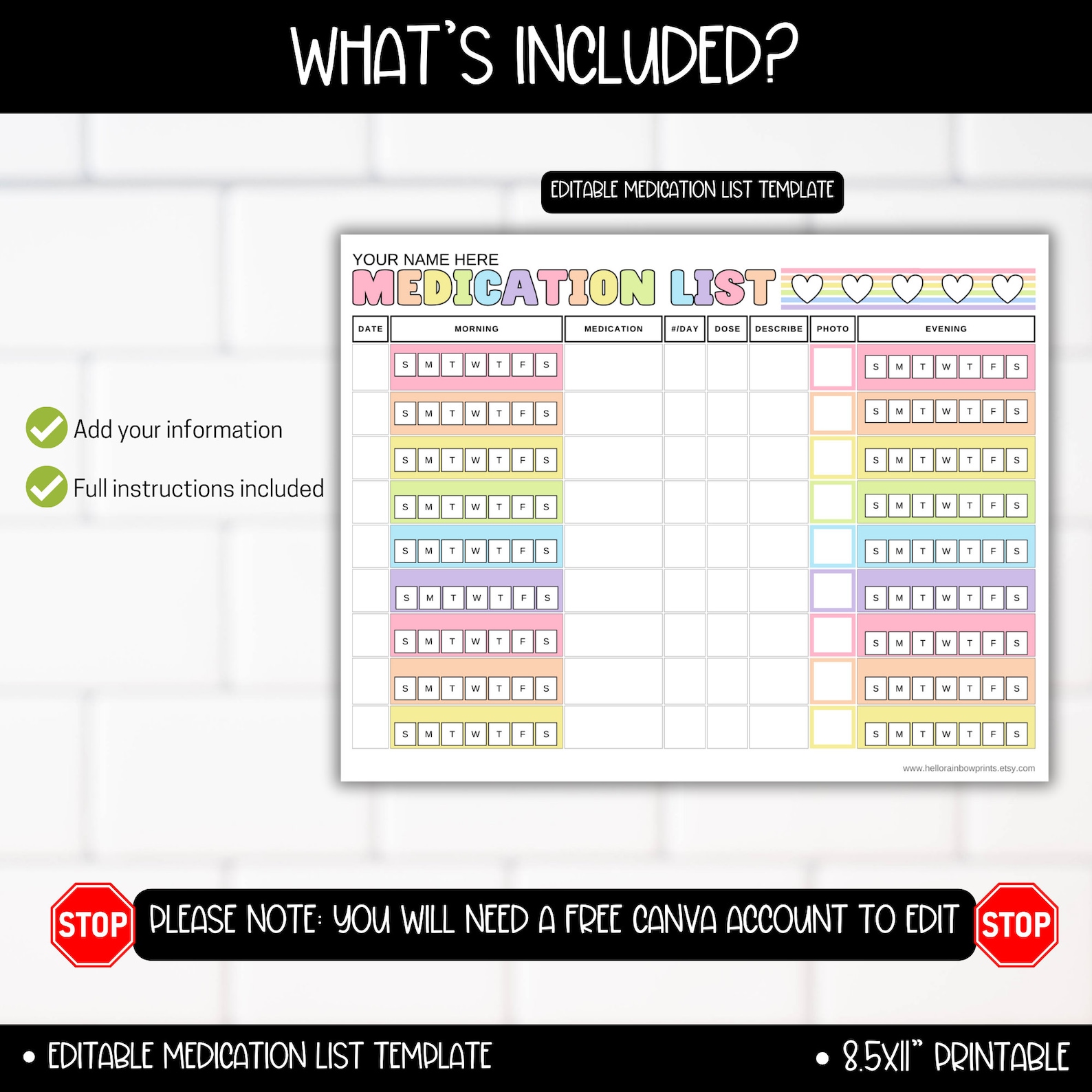 Medication Legend Color Code Medication Supplement List Color Code Tracker Log Chart Template With ...