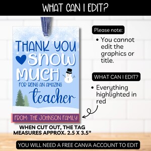 Blue Teacher Christmas Gift Tag Card, PTA Male Teacher Staff ...