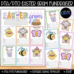 PTA PTO Easter Candy Grams Template Fundraiser, Bunny Grams, Spring Gram, School Church Fundraiser, Paasmand Eieren Leraar Printables