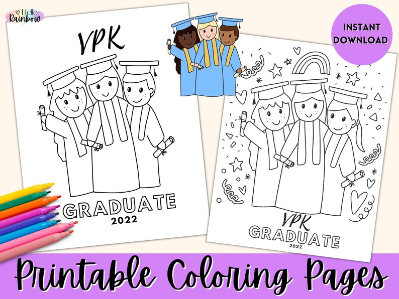 VPK Graduation Diploma Coloring Page Activity Sheet Printable | Etsy