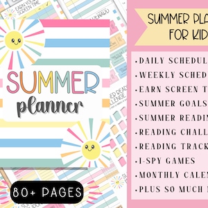 2024 Editable Kids Summer Planner, Printable Summer Planner, Summer Kids Bucket List Checklist, Summer Activity Plan Chore Reading Chart zdjęcie 7