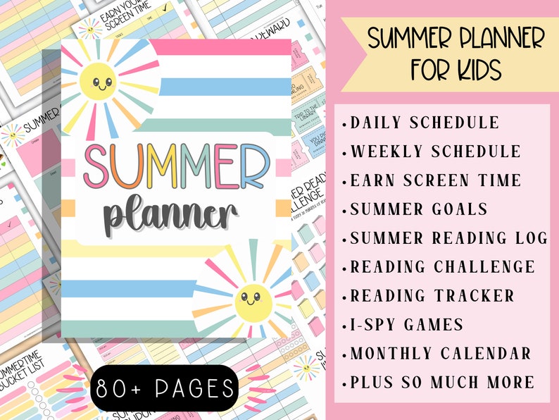 2024 Editable Kids Summer Planner, Printable Summer Planner, Summer Kids Bucket List Checklist, Summer Activity Plan Chore Reading Chart zdjęcie 7