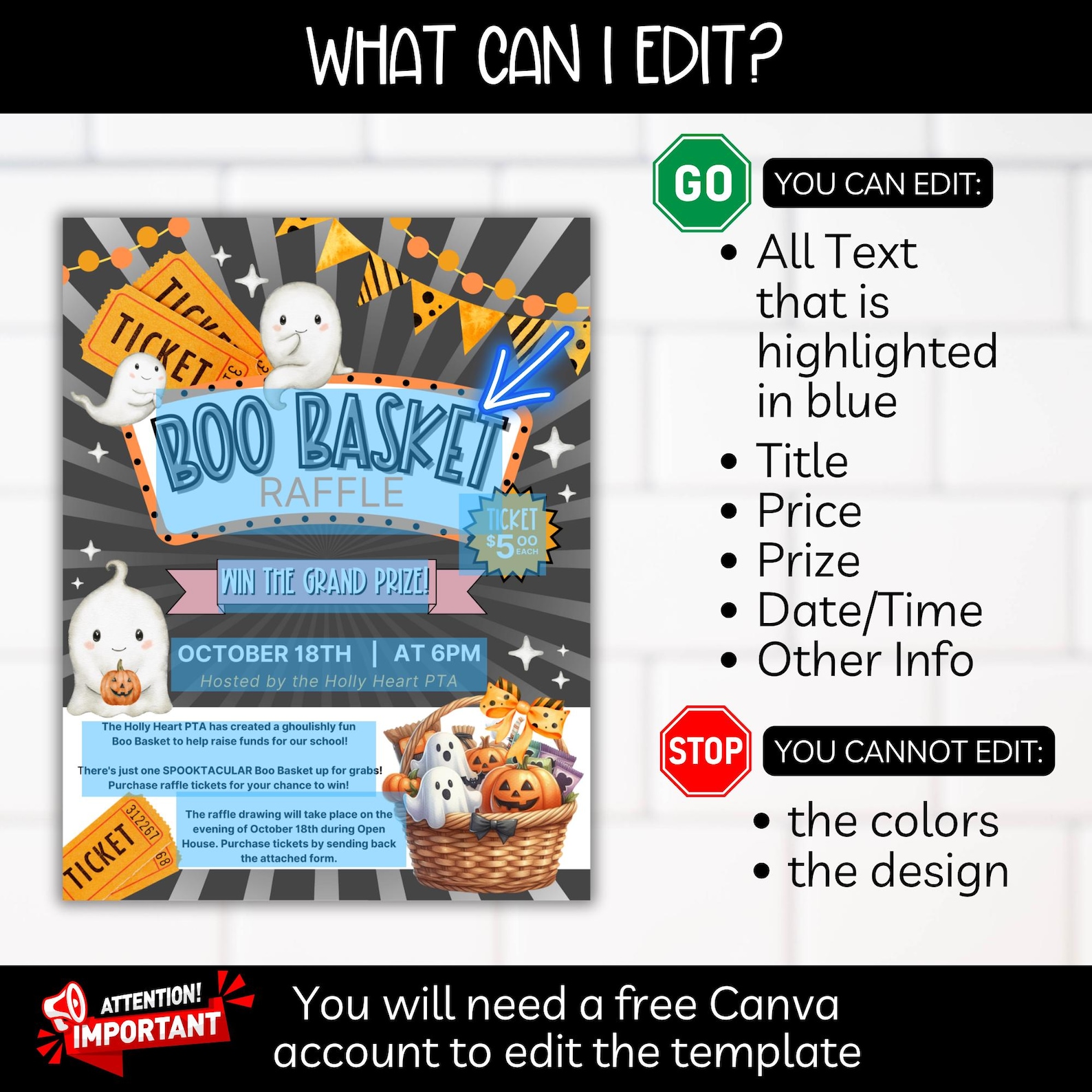 Halloweeen Raffle Sign Halloween Raffle Ticket Fundraiser Flyer Bundle, Raffle Ticket Post ...