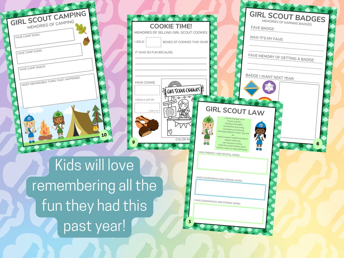 Girl Scout Memory Book Printable Girl Scout Bridging Girl Etsy