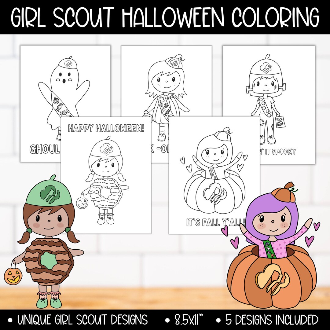 Girl Scout Halloween Coloring Activity Ghoul Scout Girl Scout Halloween