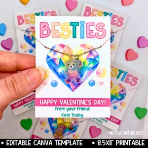 BFF-vriendschapsketting Valentijnsdagkaart, beste vriend Bestie valentijnscadeau, kleuterklas non-snoep valentijnskaarten voor kinderen
