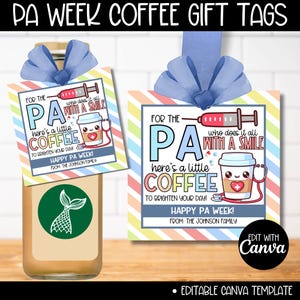 Physician Assistant Week Coffee Gift Tags, PA Week Appreciation Bulk Gifts, PA Coffee Gift Basket Tag, Physician Assistants Day Week Card