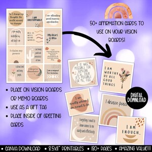 Kit per feste con bacheca visionaria 2026, stampabile per donne, modello per pianificatore di bacheca degli obiettivi di Capodanno, immagini clipart per bacheca delle affermazioni dell'umore immagine 16