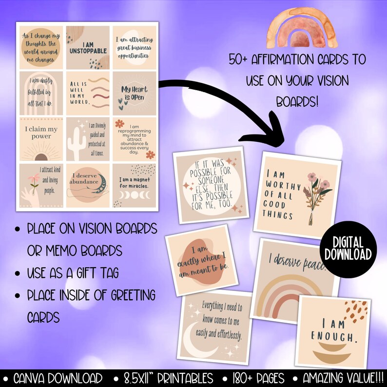 Kit per feste con bacheca visionaria 2026, stampabile per donne, modello per pianificatore di bacheca degli obiettivi di Capodanno, immagini clipart per bacheca delle affermazioni dell'umore immagine 16